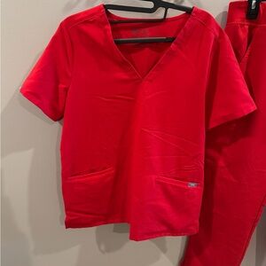 FIGS Red Scrub Top